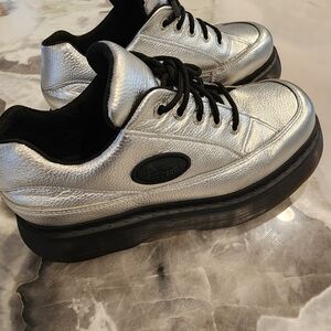 Dr. Martens Silver Metallic Platform Sneakers